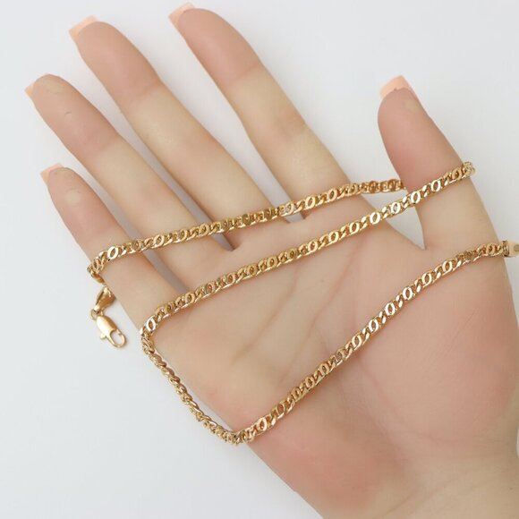 Elegant Rose Gold Necklace with Polished Oval Chain Design, XPNL0194 - Picture 3 of 12